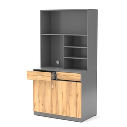 Офисная мини-кухня ВЕКТОР №6, Темно-Серый  + Дуб Золотистый