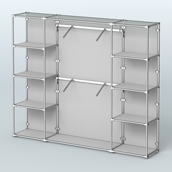Торговая система ХРОМ (задняя стенка - ДСП) 2430 мм с полками ДСП и поручнями №7, Серый