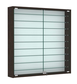 Витрина настенная №4-5А с девятью прозрачными полками, Дуб Венге