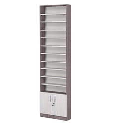 Стеллаж из ДСП с 10-ю полками 150x600 мм серии LEVEL-10 №2 (З/C - ДВП), Ясень Анкор темный + Ясень Анкор светлый