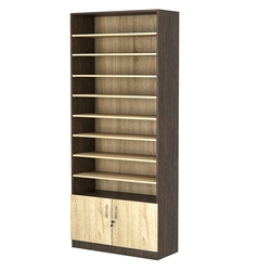 Стеллаж из ДСП с 8-ю полками 400x900 мм серии LEVEL-8 №14 (З/C - ДВП), Дуб Венге + Дуб Сонома