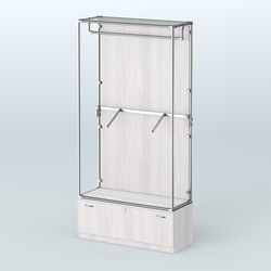 Торговая система ХРОМ (задняя стенка - ДСП) 1200 мм №2-1 с тумбой Т-11 и поручнями, Ясень Анкор светлый